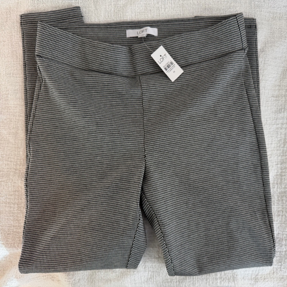 LOFT Black and White Houndstooth Pants/Leggings